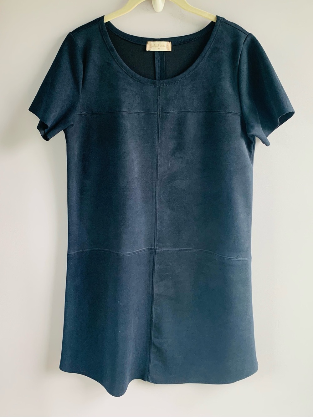 Altar'd State Dress Navy Blue Short Sleeve Mini Faux Suede Classic Office Medium